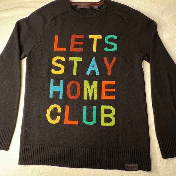Scotch & Soda M  ‘Let’s stay home club’ sweater Comfortable Stretch Black - Picture 4 of 16